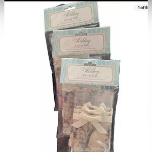 30 Cello Favor Bags, Botanic Print Vellum Ivory Ribbon Dept56 NEW Wedding Shower
